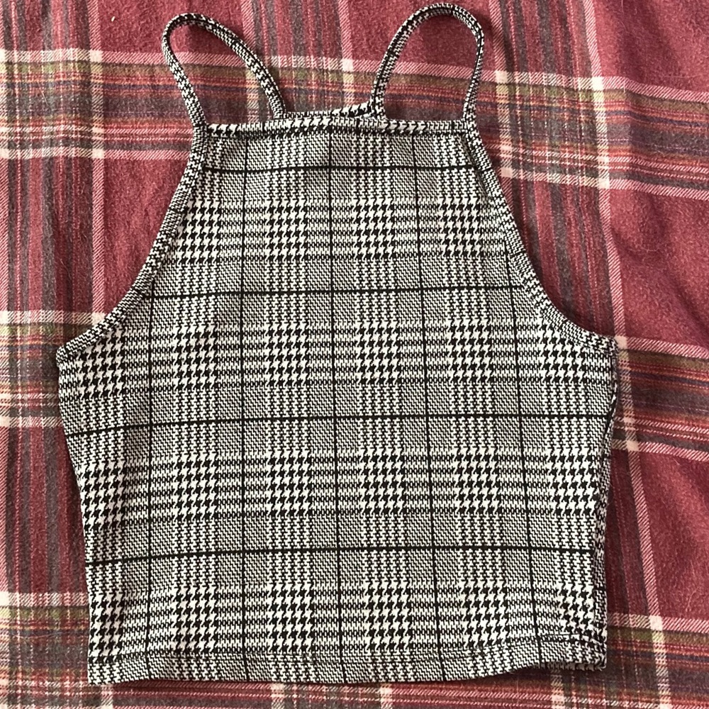 Plaid halter crop top